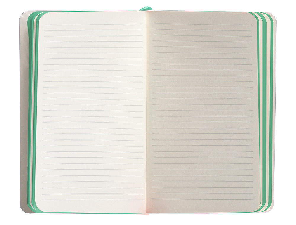 CUADERNO CON GOMILLA ANTARTIK NOTES TAPA BLANDA A6 RAYAS GRIS Y TURQUESA 100 HOJAS 80 GR FSC