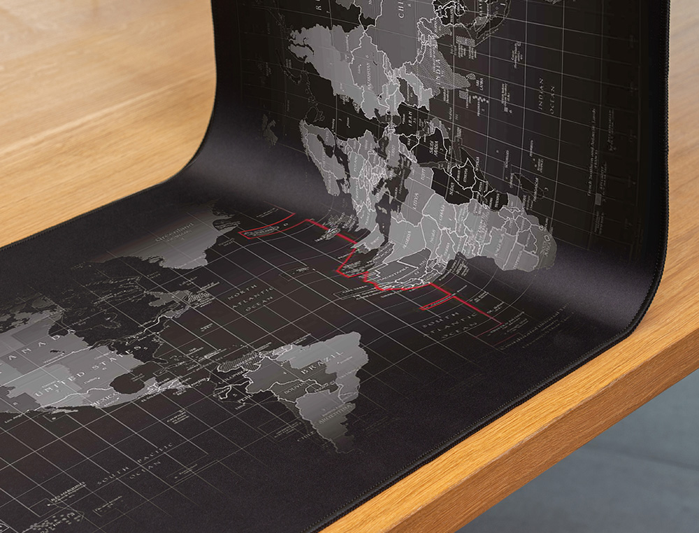 ALFOMBRILLA PARA RATON Q-CONNECT XXL NEGRA CON DISEO MAPA DEL MUNDO 900X400 MM