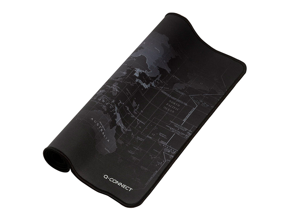 ALFOMBRILLA PARA RATON Q-CONNECT XXL NEGRA CON DISEO MAPA DEL MUNDO 900X400 MM