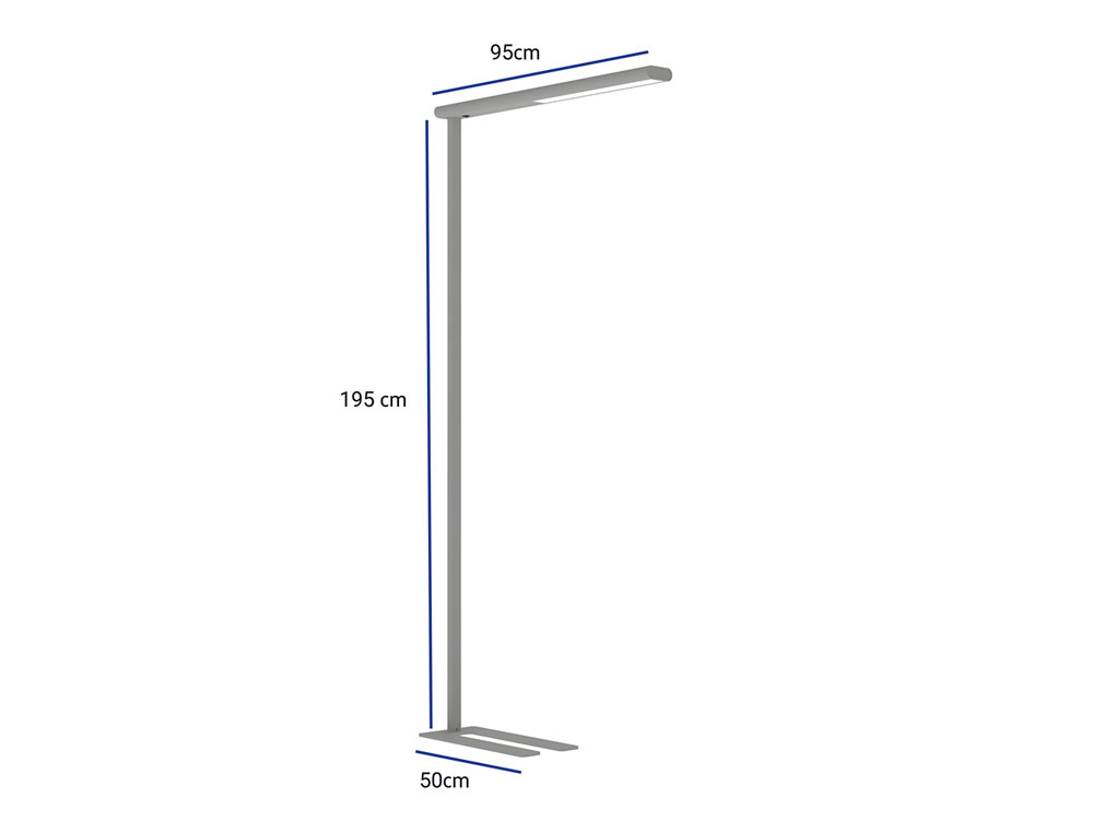 LAMPARA DE PIE MAULJET LED 4 NIVELES INTENSIDAD COLOR PLATA 950X1950 MM