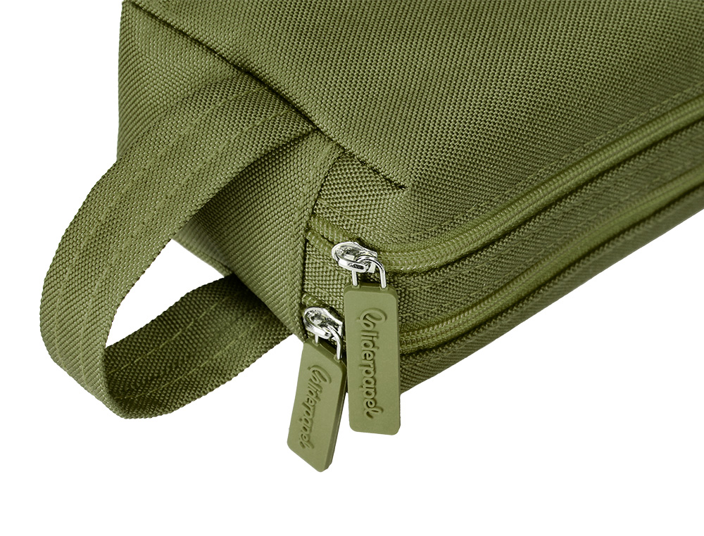 ESTUCHE PORTATODO LIDERPAPEL CLASSIC RECTANGULAR CON ASA 2 CREMALLERAS 210 X80MM VERDE MILITAR