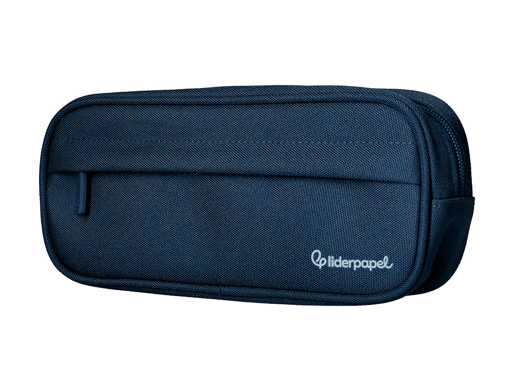 ESTUCHE PORTATODO LIDERPAPEL CLASSIC OVALADO 2 CREMALLERAS CON BOLSILLO DELANTERO 210X90MM AZUL MARINO
