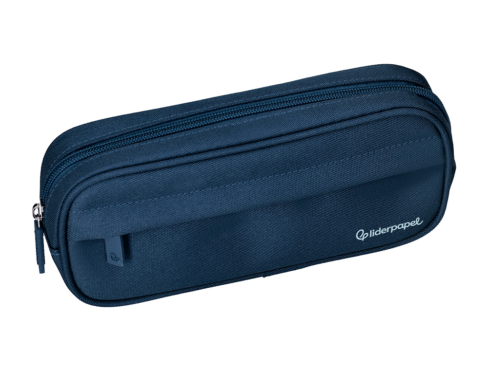 ESTUCHE PORTATODO LIDERPAPEL CLASSIC OVALADO 2 CREMALLERAS CON BOLSILLO DELANTERO 210X90MM AZUL MARINO
