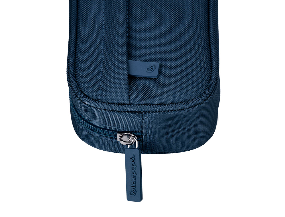 ESTUCHE PORTATODO LIDERPAPEL CLASSIC OVALADO 2 CREMALLERAS CON BOLSILLO DELANTERO 210X90MM AZUL MARINO