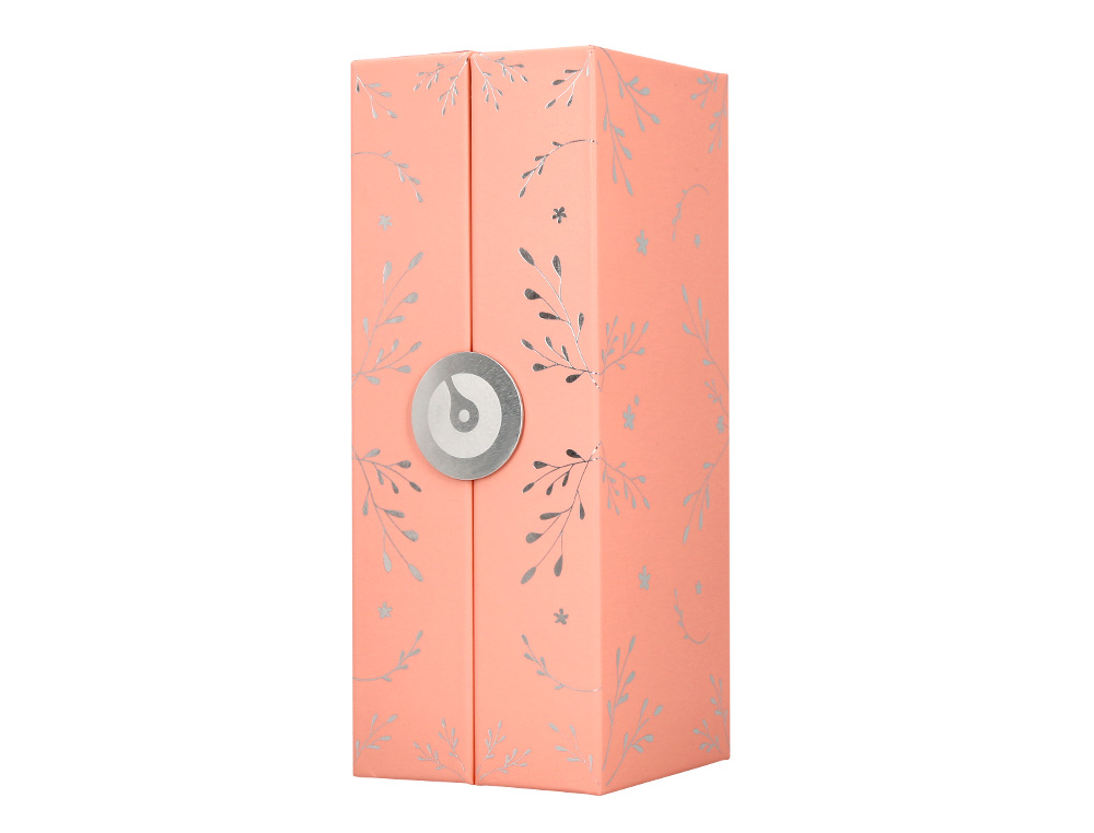 BOLIGRAFO BELIUS BELLA ALUMINIO COLOR ROSA DISEO PLATEADO RELIEVE TINTA AZUL CAJA DE DISEO
