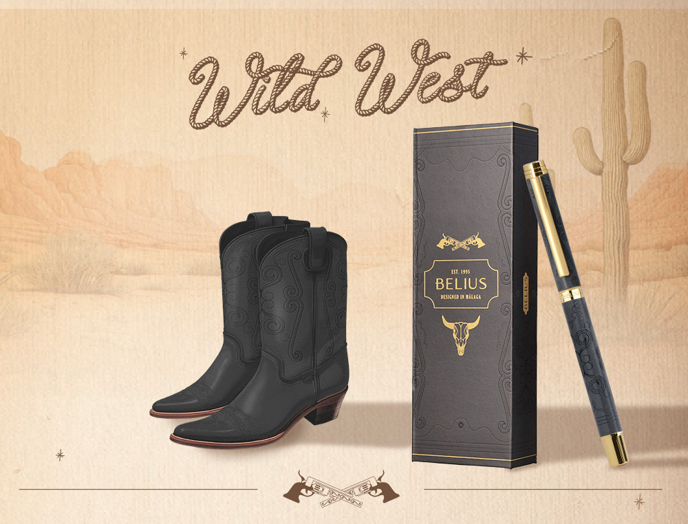 ROLLER BELIUS WILD WEST ALUMINIO COLOR NEGRO DORADO TINTA COLOR NEGRO CAJA DE DISEO