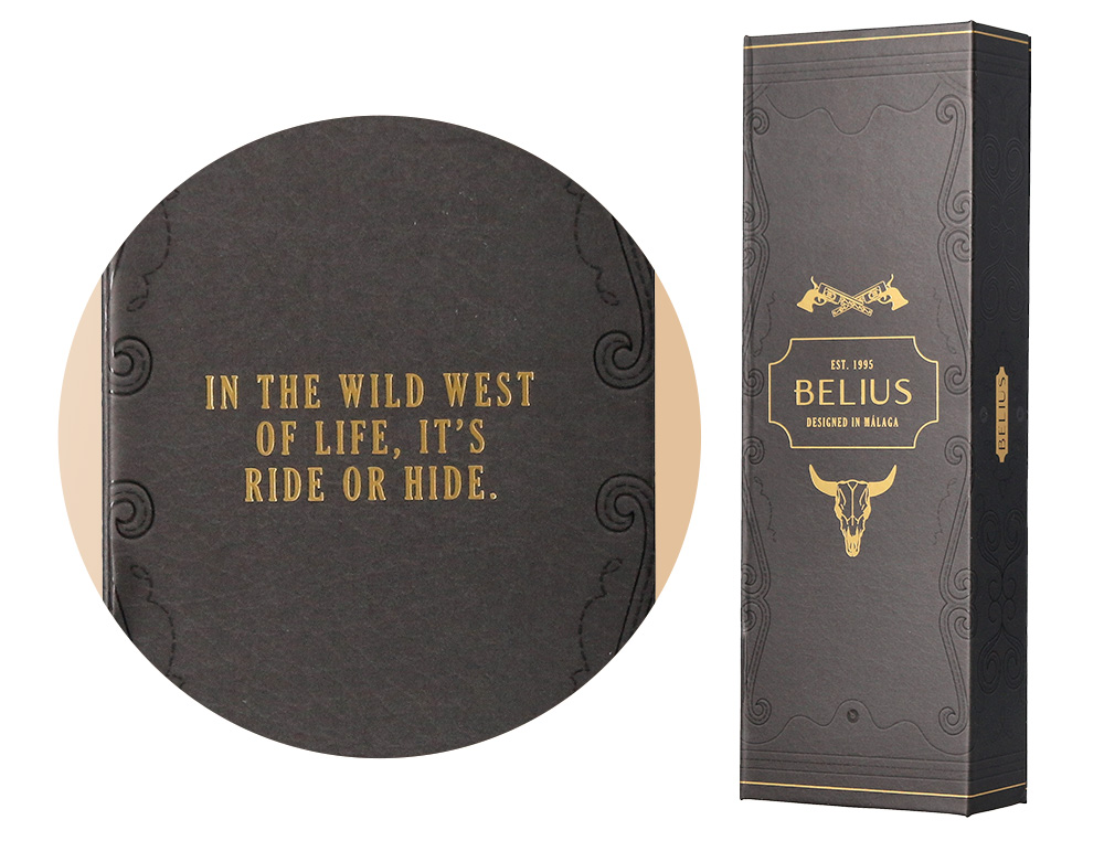 ROLLER BELIUS WILD WEST ALUMINIO COLOR NEGRO DORADO TINTA COLOR NEGRO CAJA DE DISEO