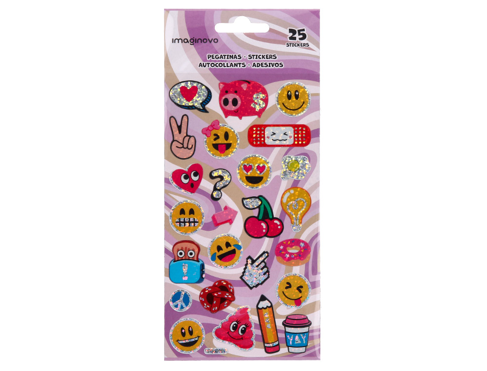 PEGATINAS IMAGINOVO DISEOS SURTIDOS SMILEY CON BRILLO 214X100 MM EN BLISTER
