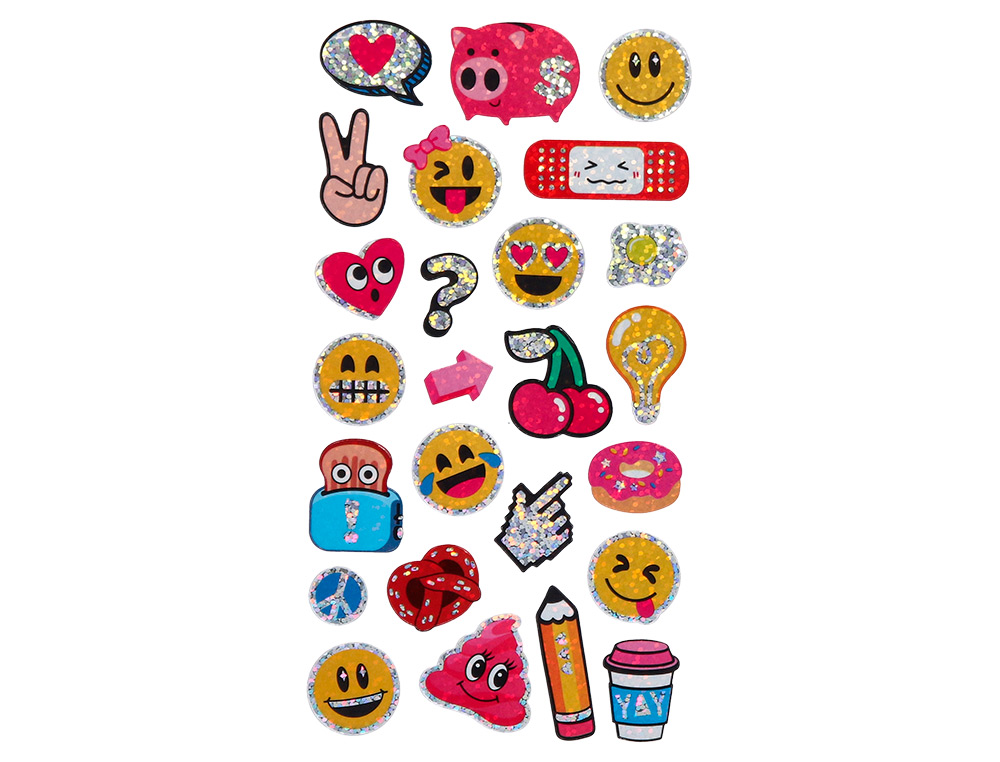 PEGATINAS IMAGINOVO DISEOS SURTIDOS SMILEY CON BRILLO 214X100 MM EN BLISTER