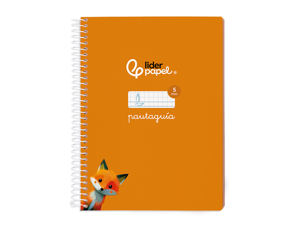CUADERNO ESPIRAL LIDERPAPEL A5 PAUTAGUIA TAPA BLANDA 40H 75GR CUADRO PAUTADO 5MM COLOR NARANJA