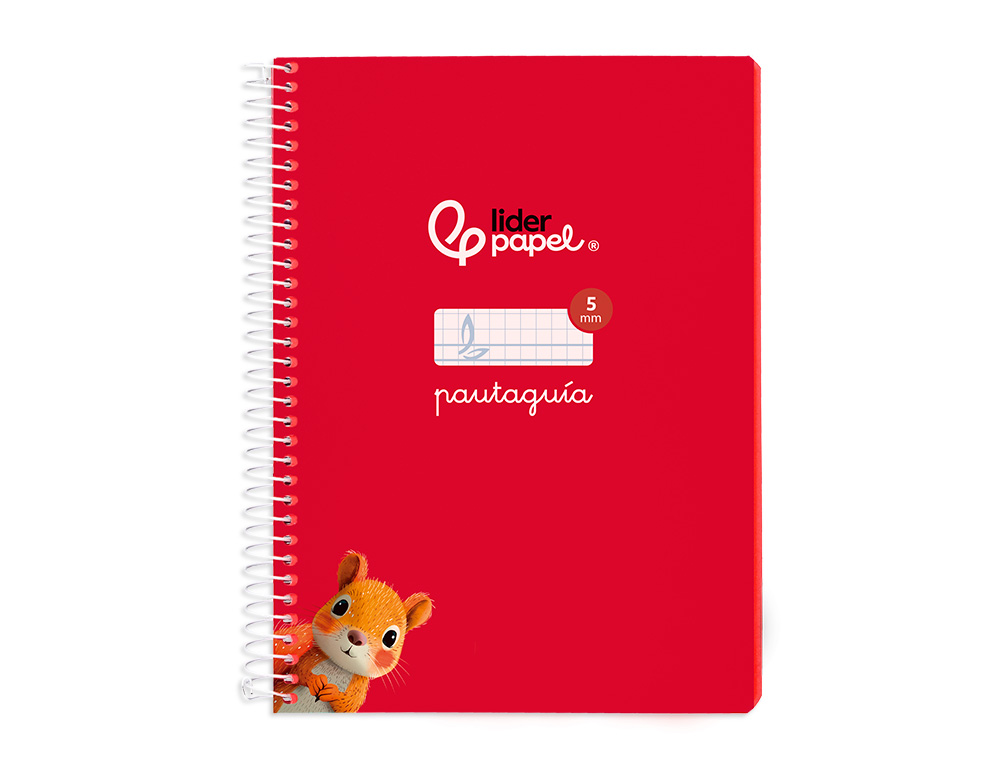 CUADERNO ESPIRAL LIDERPAPEL A5 PAUTAGUIA TAPA BLANDA 40H 75 GR CUADRO PAUTADO 5MM COLOR ROJO