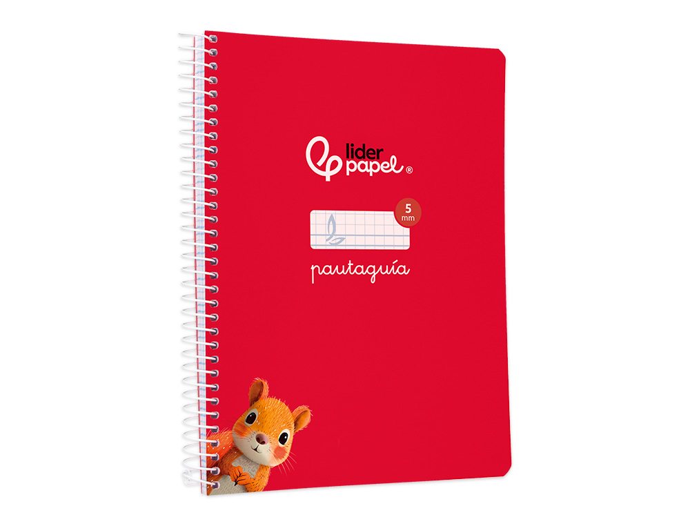 CUADERNO ESPIRAL LIDERPAPEL A5 PAUTAGUIA TAPA BLANDA 40H 75 GR CUADRO PAUTADO 5MM COLOR ROJO