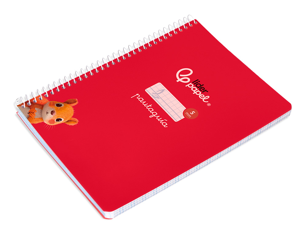 CUADERNO ESPIRAL LIDERPAPEL A5 PAUTAGUIA TAPA BLANDA 40H 75 GR CUADRO PAUTADO 5MM COLOR ROJO