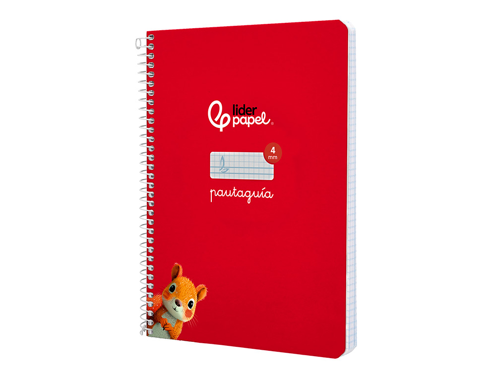 CUADERNO ESPIRAL LIDERPAPEL A5 PAUTAGUIA TAPA DURA 80H 90 GR CUADRO PAUTADO 4MM COLOR ROJO