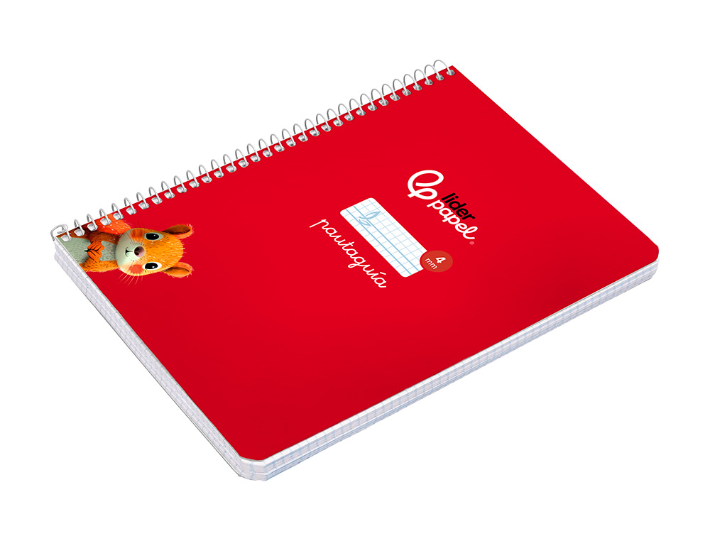 CUADERNO ESPIRAL LIDERPAPEL A5 PAUTAGUIA TAPA DURA 80H 90 GR CUADRO PAUTADO 4MM COLOR ROJO