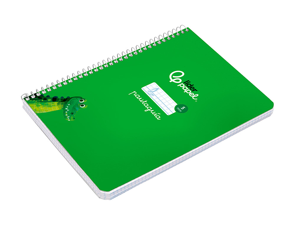 CUADERNO ESPIRAL LIDERPAPEL A5 PAUTAGUIA TAPA DURA 80H 90 GR CUADRO PAUTADO 5MM COLOR VERDE