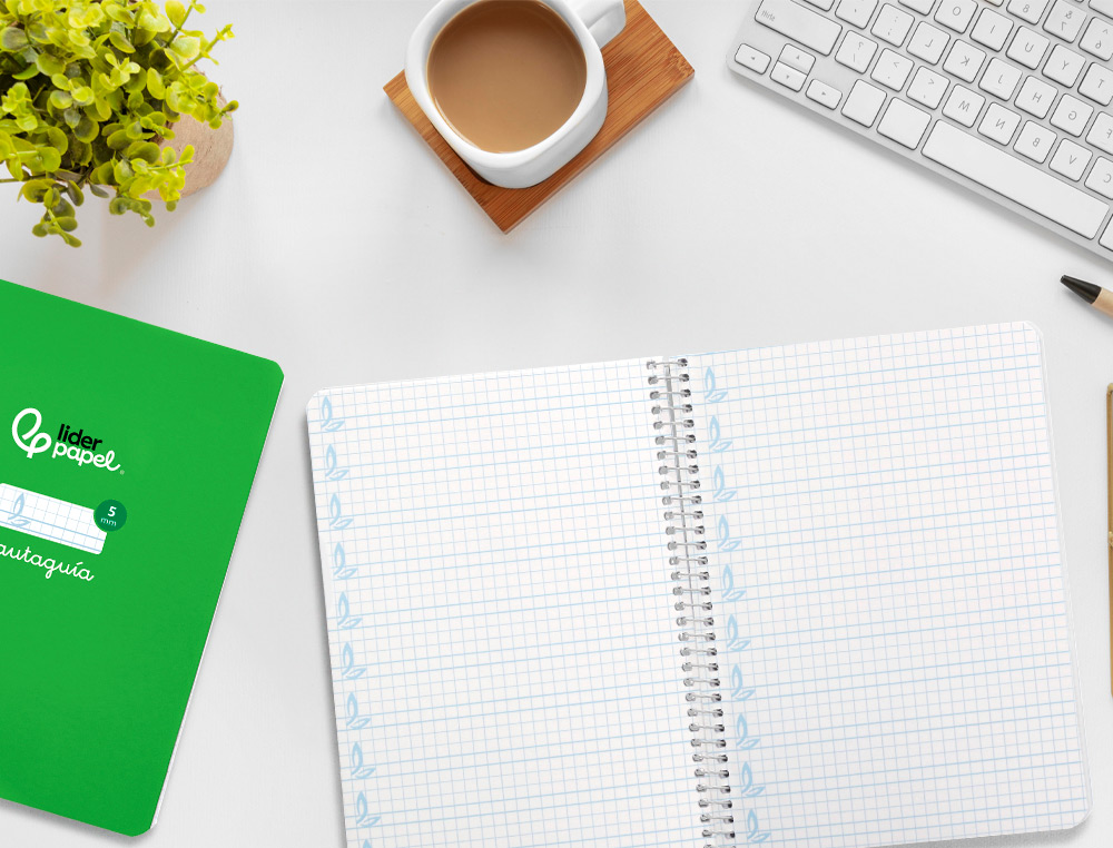 CUADERNO ESPIRAL LIDERPAPEL A5 PAUTAGUIA TAPA DURA 80H 90 GR CUADRO PAUTADO 5MM COLOR VERDE