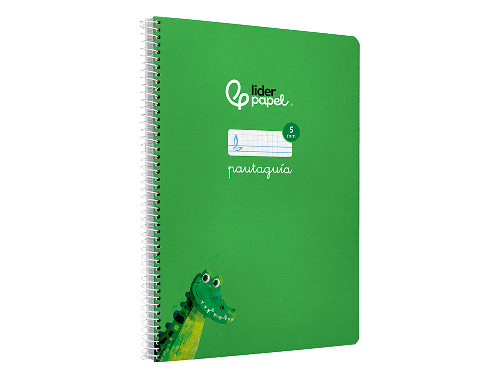 CUADERNO ESPIRAL LIDERPAPEL DIN A4 PAUTAGUIA TAPA DURA 80H 90 GR CUADRO PAUTADO 5MM COLOR VERDE