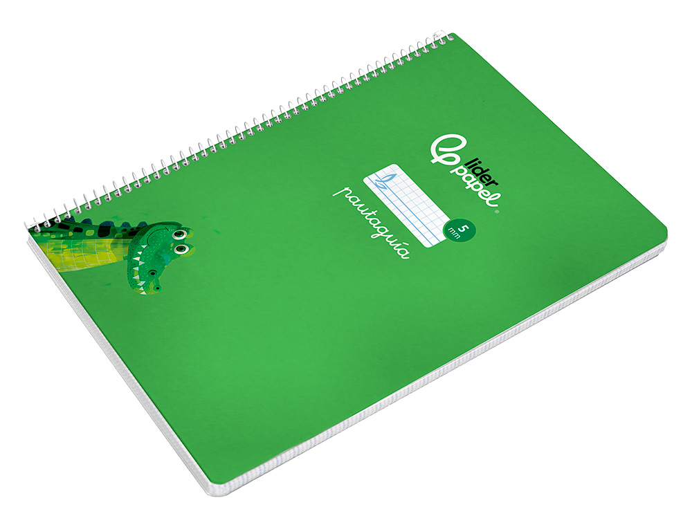 CUADERNO ESPIRAL LIDERPAPEL DIN A4 PAUTAGUIA TAPA DURA 80H 90 GR CUADRO PAUTADO 5MM COLOR VERDE