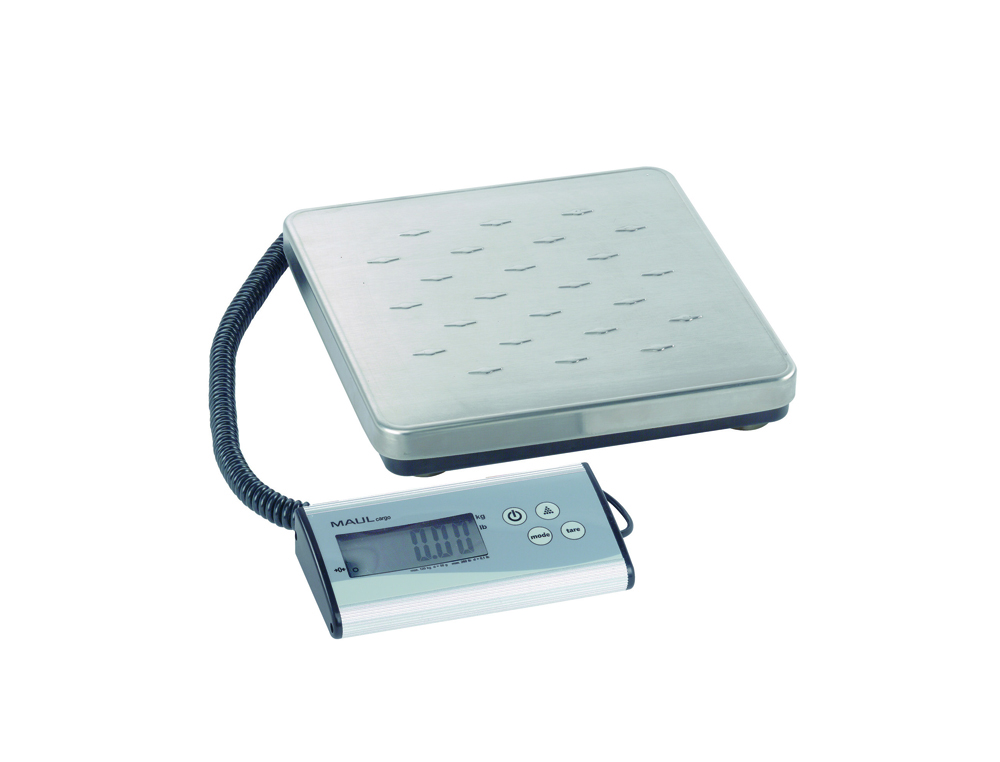 BASCULA PARA PAQUETES MAUL CARGO CON VISOR SEPARADO 120 KG PRECISION PESAJE 50 GR COLOR ACERO INOXIDABLE