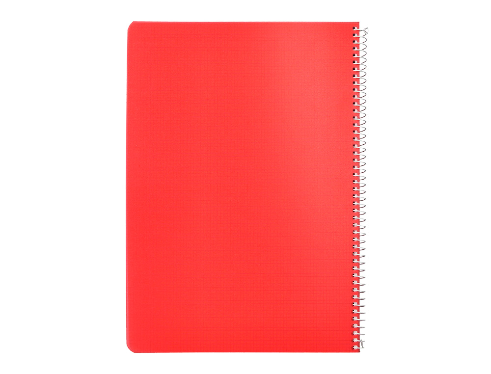 CUADERNO ESPIRAL LIDERPAPEL A4 PAUTAGUIA TAPA PLASTICO 80H 90GR CUADRO PAUTADO 3MM CON MARGEN COLOR ROJO