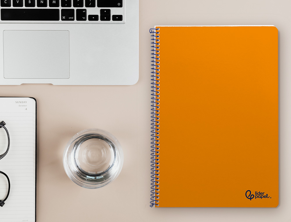 CUADERNO ESPIRAL LIDERPAPEL A4 SMART TAPA BLANDA 80H 75GR CUADRO 4MM CON MARGEN COLOR NARANJA