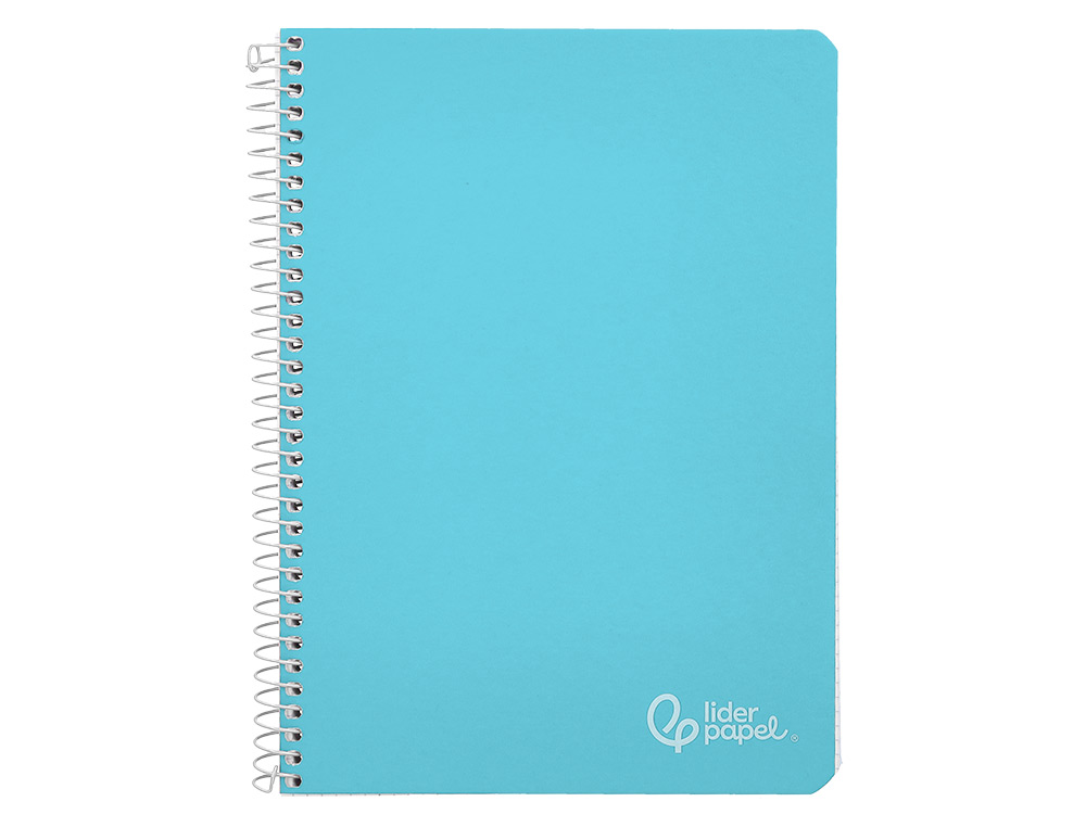 CUADERNO ESPIRAL LIDERPAPEL A4 WITTY TAPA DURA 80H 90GR CUADRO 4MM CON MARGEN COLOR CELESTE