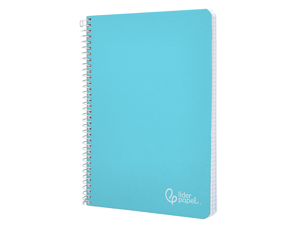 CUADERNO ESPIRAL LIDERPAPEL A4 WITTY TAPA DURA 80H 90GR CUADRO 4MM CON MARGEN COLOR CELESTE