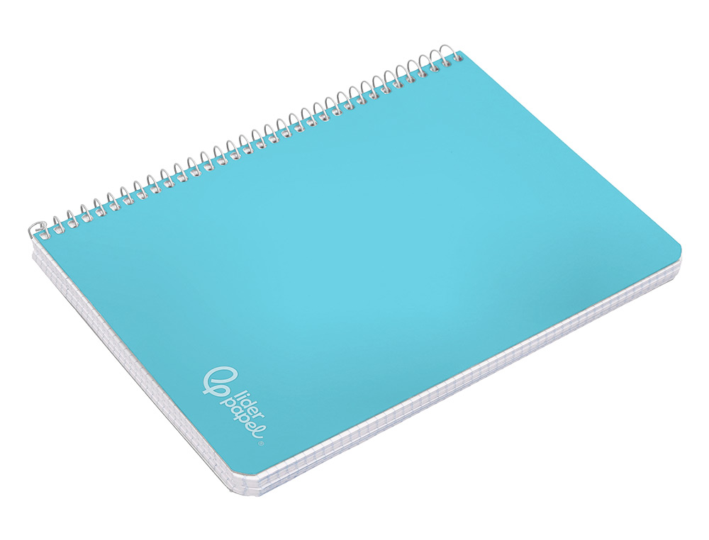 CUADERNO ESPIRAL LIDERPAPEL A4 WITTY TAPA DURA 80H 90GR CUADRO 4MM CON MARGEN COLOR CELESTE