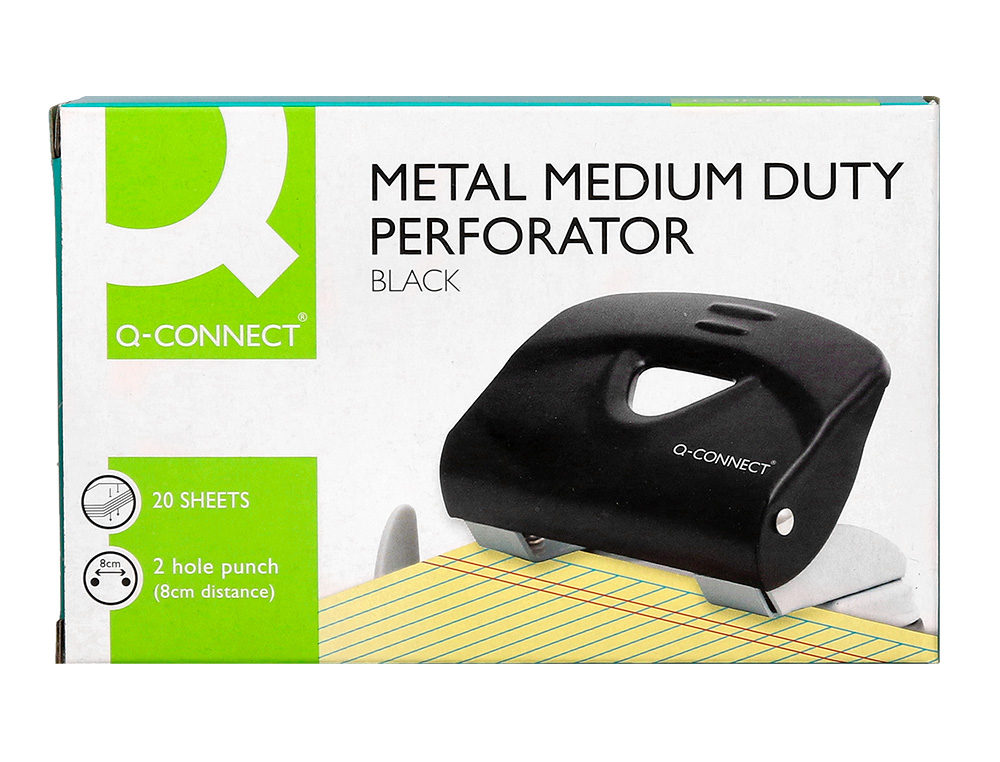TALADRADOR Q-CONNECT KF14217 NEGRO ABERTURA 2 MM CAPACIDAD 20 HOJAS