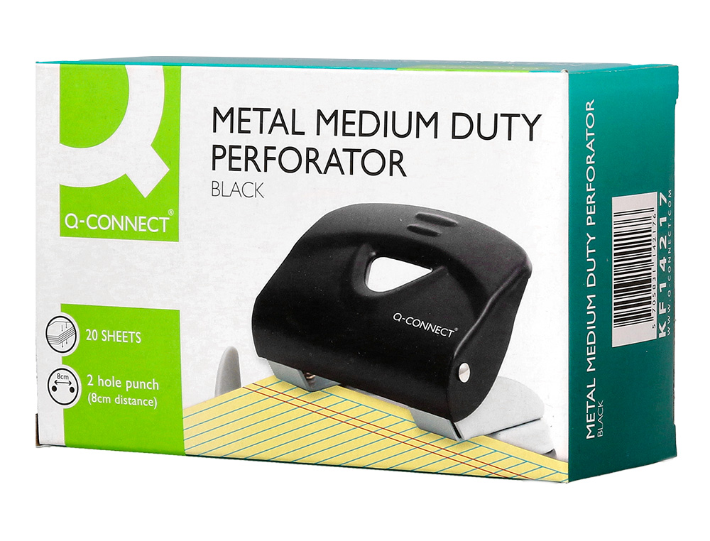 TALADRADOR Q-CONNECT KF14217 NEGRO ABERTURA 2 MM CAPACIDAD 20 HOJAS