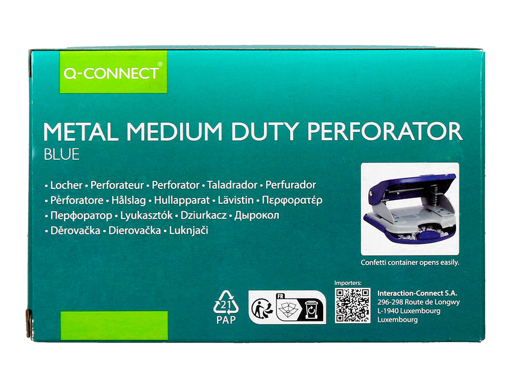 TALADRADOR Q-CONNECT KF14218 AZUL ABERTURA 2 MM CAPACIDAD 20 HOJAS