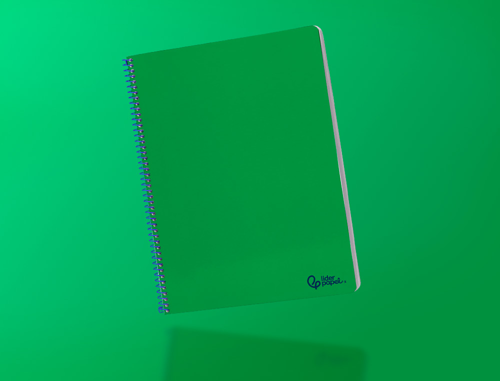CUADERNO ESPIRAL LIDERPAPEL A4 SMART TAPA BLANDA 80H 75GR RAYADO HORIZONTAL CON MARGEN COLOR VERDE