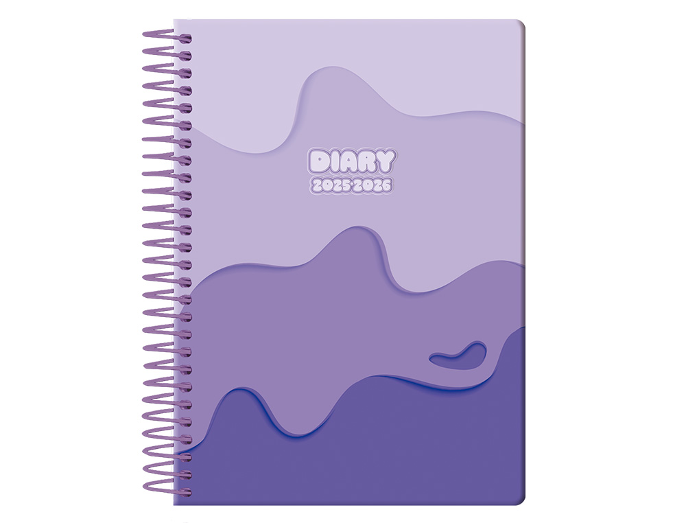 AGENDA ESCOLAR LIDERPAPEL 25-26 ESPIRAL MELTING MORADO SEMANA VISTA A5 BILINGE PAPEL FSC 80 GR