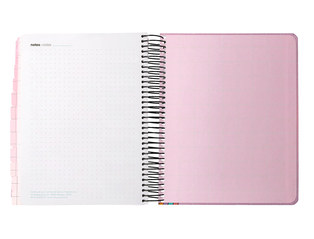 AGENDA ESCOLAR LIDERPAPEL 25-26 ESPIRAL PIXEL ROSA DIA PAGINA A5 BILINGE PAPEL FSC 80 GR