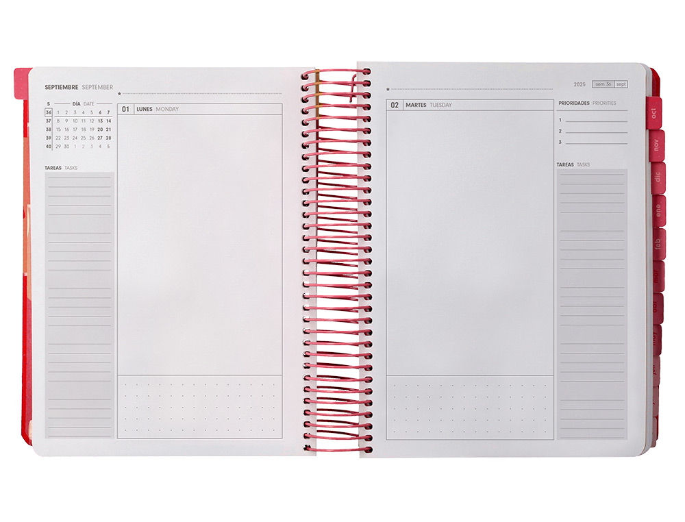 AGENDA ESCOLAR ANTARTIK 25-26 ESPIRAL PLANS NARANJA DIA PAGINA A5 BILINGE PAPEL FSC 80 GR