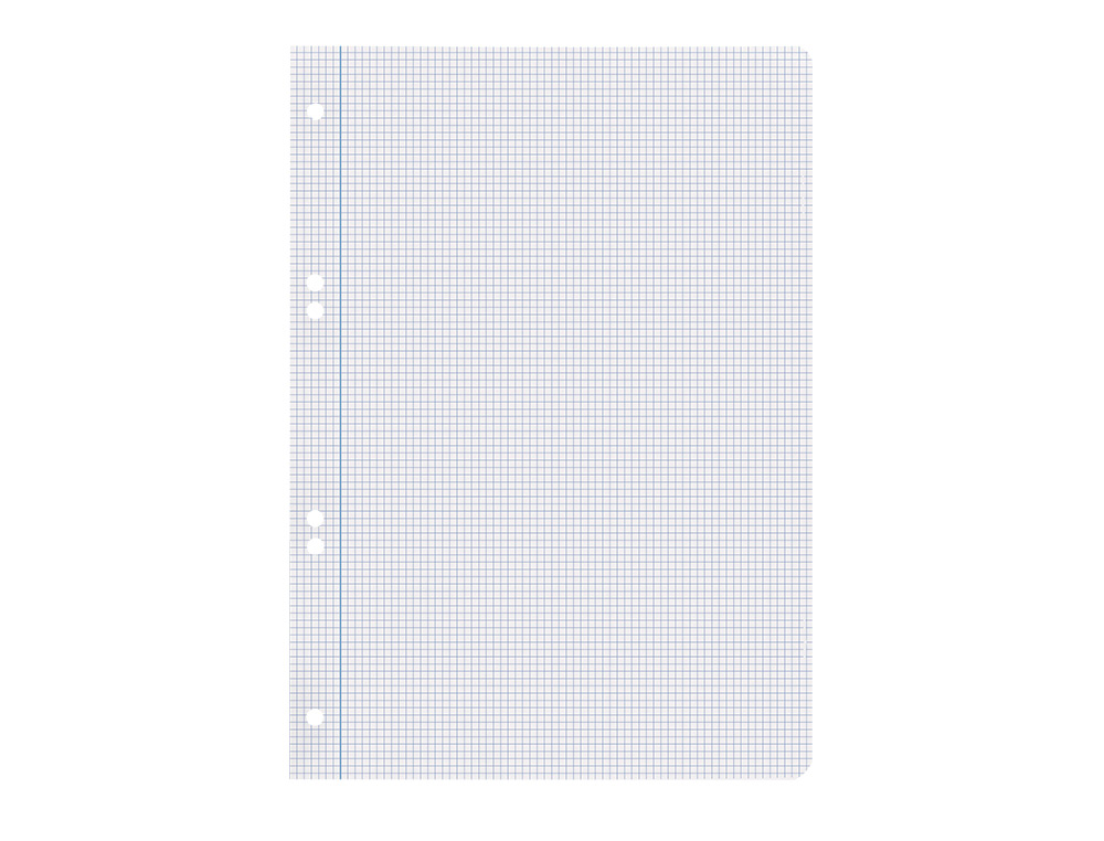 RECAMBIO LIDERPAPEL A5 100 HOJAS 75GR CUADRO 3MM CON MARGEN 6 TALADROS