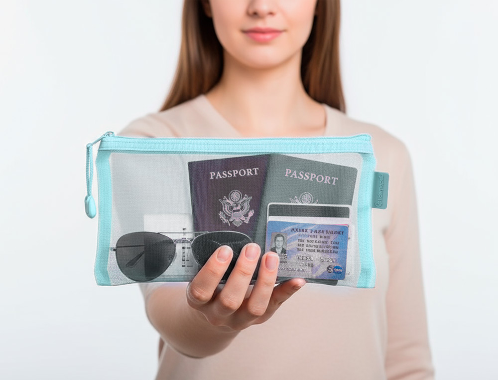 BOLSA ZIPPER BAG LIDERPAPEL POLIESTER TRANSPIRABLE MULTIUSOS TICKET 230X115 MM AZUL PASTEL