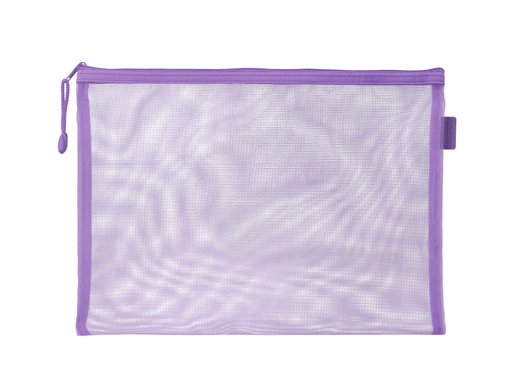 BOLSA ZIPPER BAG LIDERPAPEL POLIESTER TRANSPIRABLE MULTIUSOS DIN A5 MORADO PASTEL