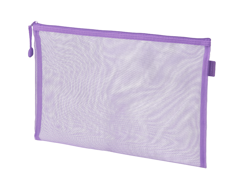 BOLSA ZIPPER BAG LIDERPAPEL POLIESTER TRANSPIRABLE MULTIUSOS DIN A5 MORADO PASTEL