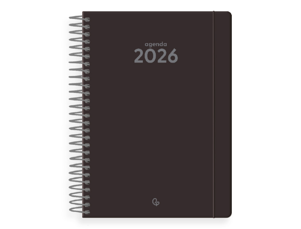 AGENDA ESPIRAL LIDERPAPEL CLASSIC A5 2026 SEMANA VISTA NEGRO PAPEL 70 GR FSC