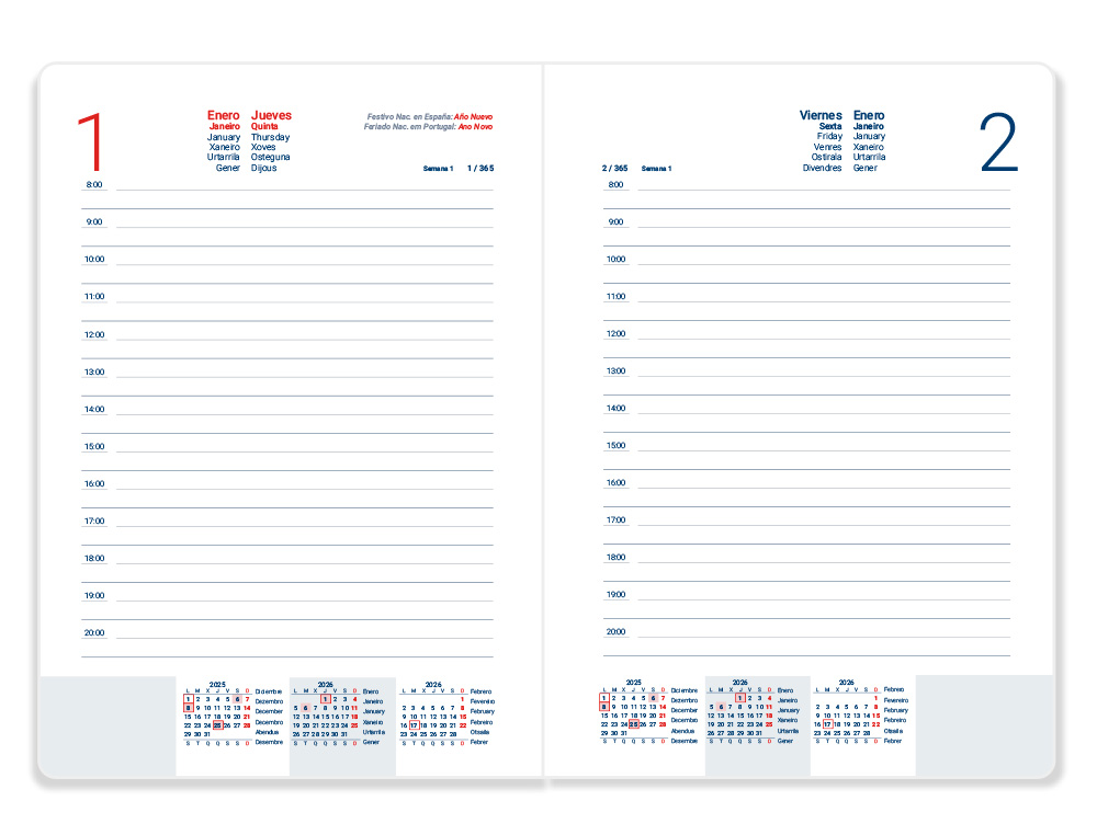 AGENDA ENCUADERNADA LIDERPAPEL CORFU A6 2026 DIA PAGINA ROJO PAPEL 60 GR FSC