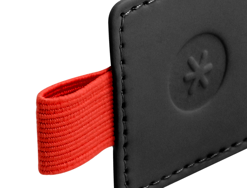 PORTABOLIGRAFO AUTOADHESIVO ANTARTIK PARA CUADERNO NOTE CON ELASTICO HASTA 15 MM GROSOR 80 MM NEGRO Y ROJO