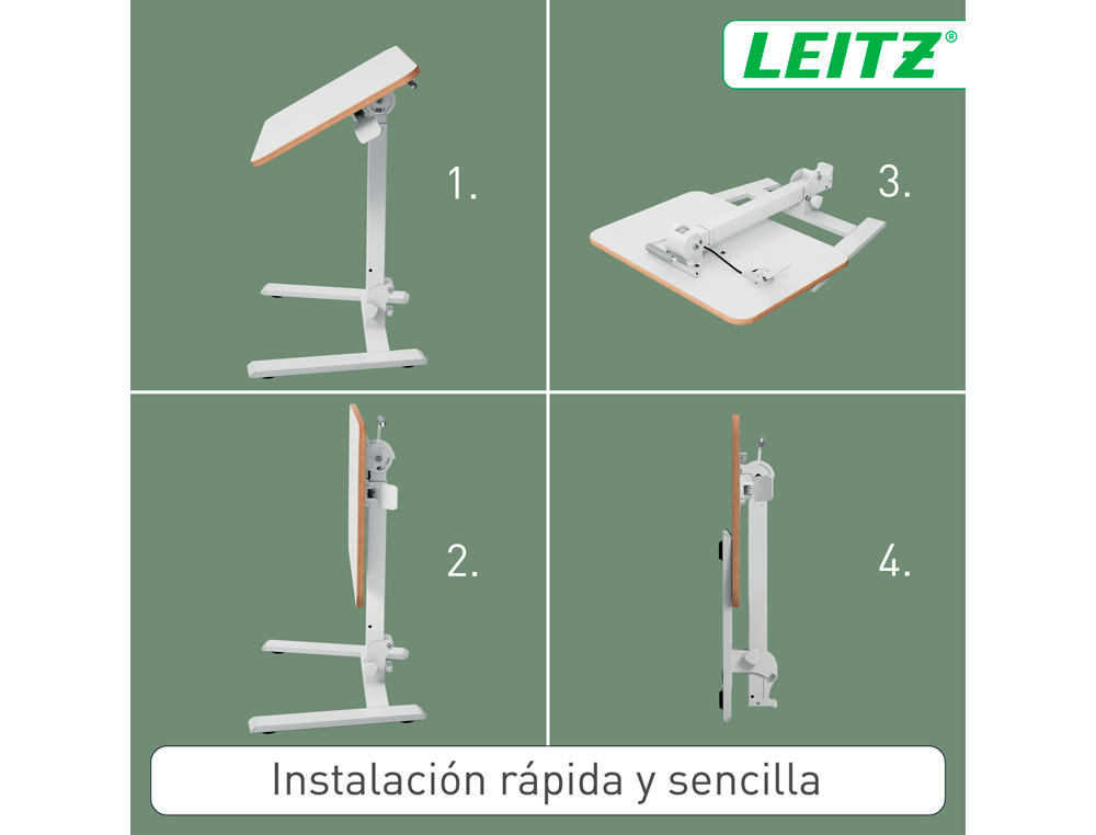 MESA LEITZ ERGO PEQUEA PLEGABLE REGULABLE EN ALTURA HASTA 109 CM COLOR BLANCO 460X740X650 MM