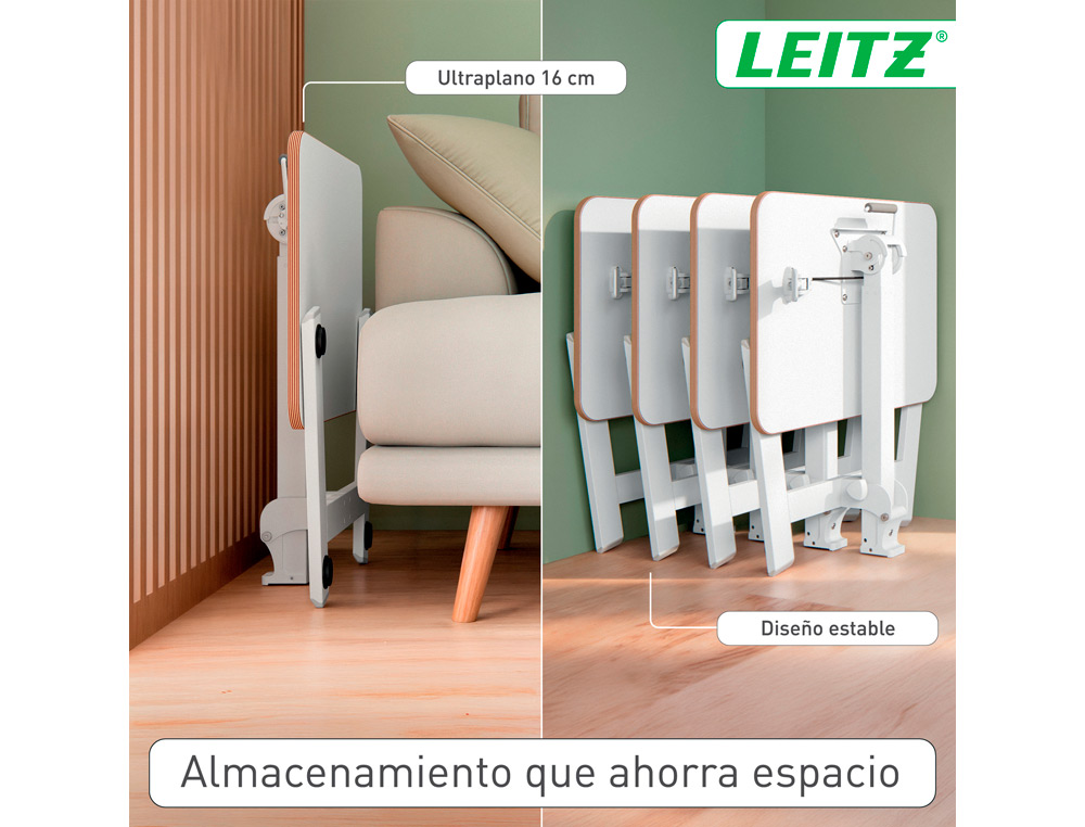 MESA LEITZ ERGO PEQUEA PLEGABLE REGULABLE EN ALTURA HASTA 109 CM COLOR BLANCO 460X740X650 MM