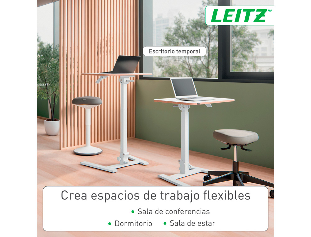 MESA LEITZ ERGO PEQUEA PLEGABLE REGULABLE EN ALTURA HASTA 109 CM COLOR BLANCO 460X740X650 MM