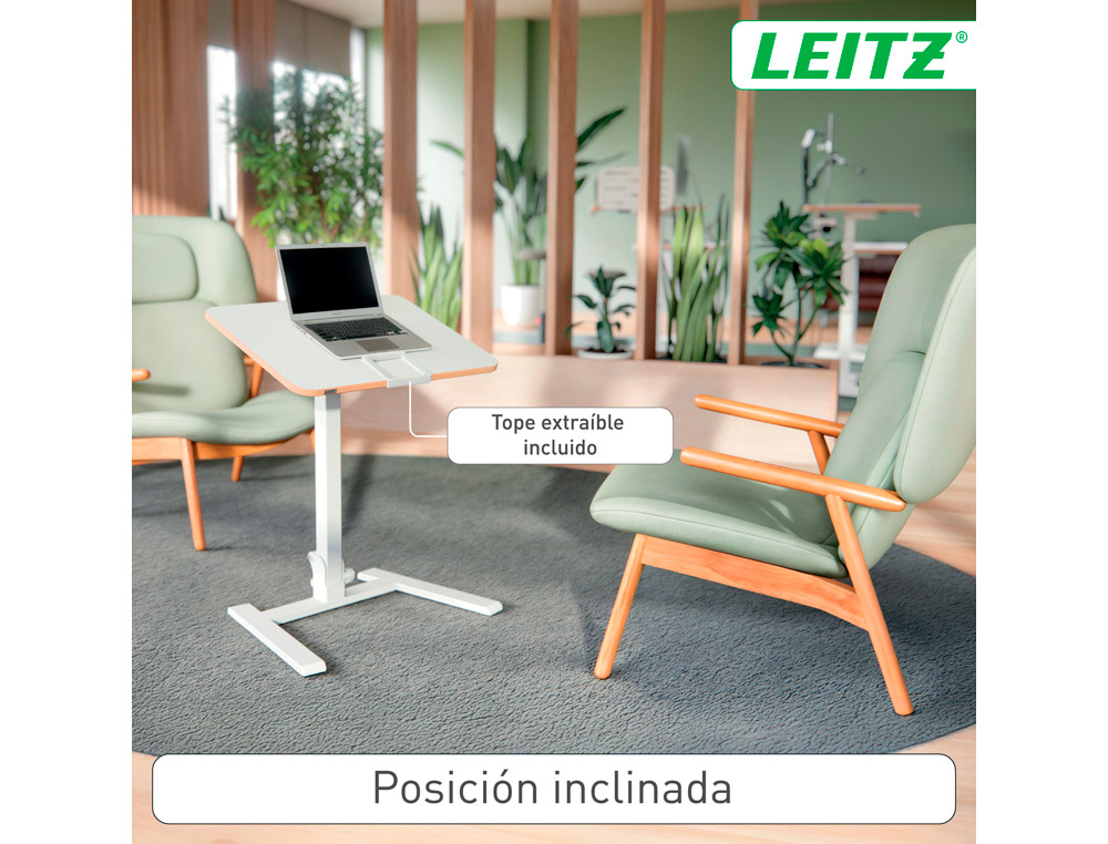 MESA LEITZ ERGO PEQUEA PLEGABLE REGULABLE EN ALTURA HASTA 109 CM COLOR BLANCO 460X740X650 MM