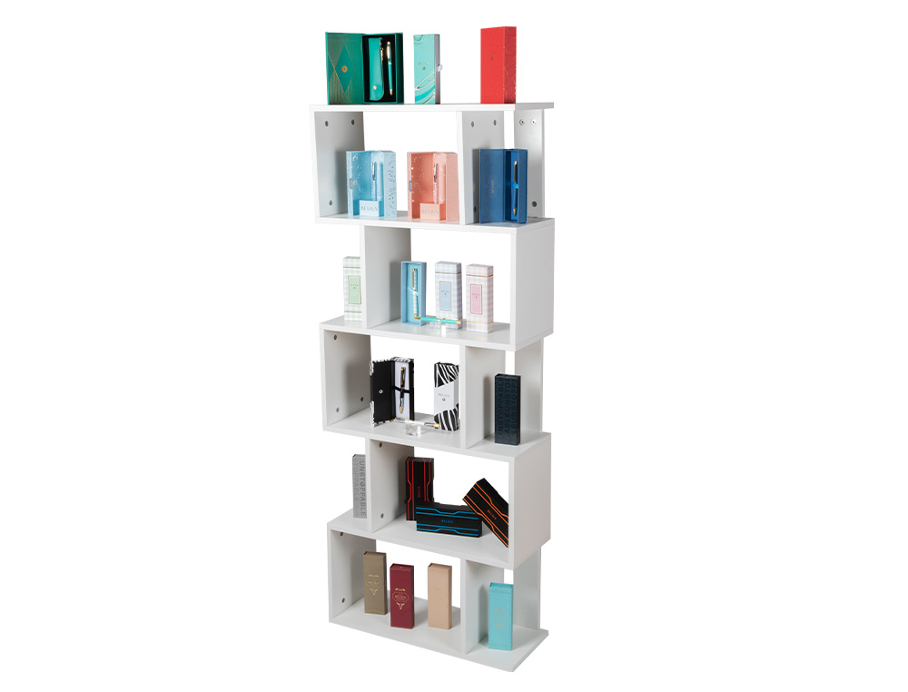 EXPOSITOR LOTE BELIUS DE PIE BLANCO 50 PIEZAS MELAMINA 5 ESTANTES 680X320X1700 MM