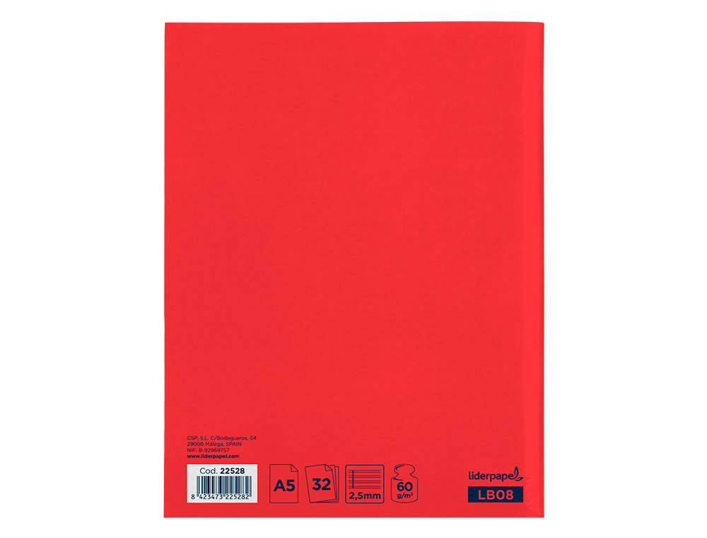 LIBRETA LIDERPAPEL SMART A5 32 HOJAS 60GR CUADRO PAUTADO 2,5MM CON MARGEN