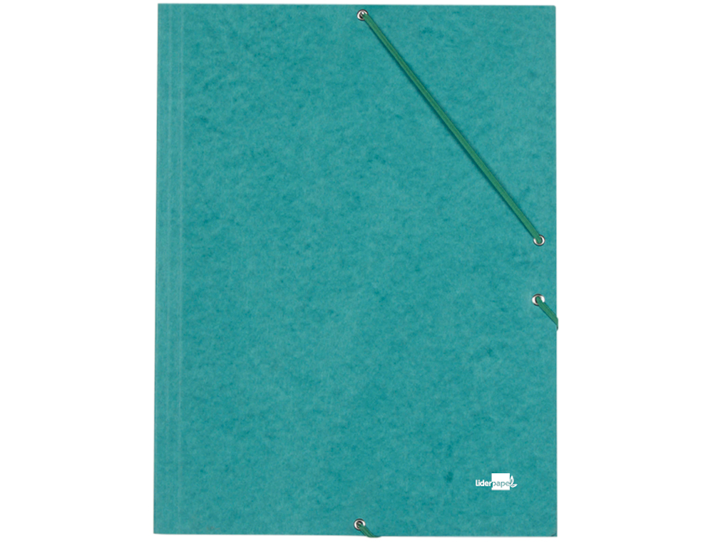CARPETA LIDERPAPEL GOMAS TRES SOLAPAS CARTON SIMIL PRESPAN FOLIO COLOR VERDE